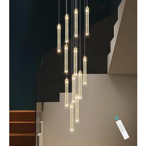 12-Lights Chandelier LED Dimmable Chandeliers for Entryway Flush Mount Ceiling Pendant Light Fixture Crystal Chandeliers for Living Room Gold Finished Lighting Modern High Ceiling Chandelier