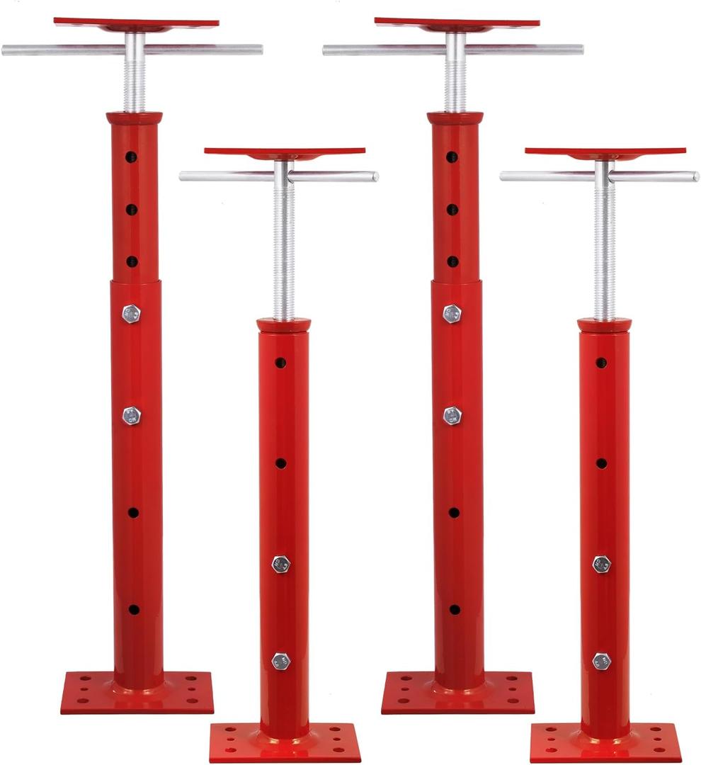 4 Pack House Jacks for Leveling 19''-36''Adjustable Support Jack,17636LBS Max Capacity Each Screw Pole Jack,for Temporary Support for Leveling-Red