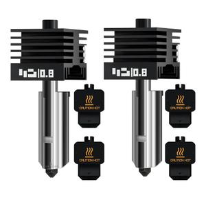 2Pcs 0.8mm H2D/H2S/H2C/P2S/X2D Hotend Kit for Bambu Lab H2 Series/P2S/X2D 3D Printer, Upgraded High Temp Quick Swap Hardened Steel Nozzle Replacement 3D Printer Extruder with 2Pcs Silicone Sock