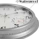 JENLYSTIME 16 Inch Silver Vintage Waterproof Indoor/Outdoor wall Clock with Thermometer & Hygrometer, Large Numerals & Silent Sweep Movement - Ideal for Porch, Garden, Pool