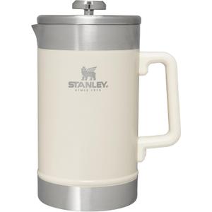 Stanley Classic Stay-Hot French Press Coffee Maker 48 oz | 5 Minute Brew, 4 Hours Hot | Mesh Filter for Coffee Grounds | Insulated Stainless Steel French Press | BPA-Free | Cream Gloss