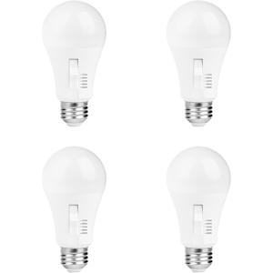 LUNO A19 Dimmable LED Bulb, 15W (100W Equivalent), 1600 Lumens, Color Selectable, 2700K, 3000K, 3500K, 4000K, 5000K, 5CCT, UL Listed (4-Pack)