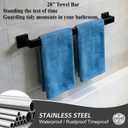 2 Packs 28 Inch Bathroom Towel Bar SUS304 Stainless Steel Matte Black Towel Holder Wall Mounted Heavy Duty Towel Rack Bathroom Towel Rod Modern Square Base Design(2, Matte Black, 28 Inch)
