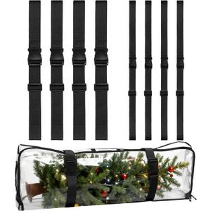 Amylove 8 Pack Christmas Tree Straps 78.7 Inch Christmas Tree Cinch Straps Holiday Storage Xmas Tie Down Kit with Buckles Adjustable(Black)
