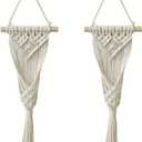 Avoik Macrame Woven Wall Hanging, 2PCS Boho Home Decor Chic Wall Art Plant Hanging Decoration Handmade Woven Bohemian Tapestry for Bedroom Living Room Farmhouse Apartment Dorm (Style A)