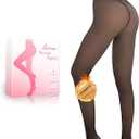 HONGTEYA 1  Pair Fleece Lined Tights Women - Warm Sheer Pantyhose Fake Translucent Black Tights Winter Thermal Leggings (Large)