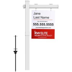 Vinyl PVC Real Estate Sign Post 6' Tall (4"x 4"x 72"), Realtor Yard Sign Post with Flat Cap for Open House and Home for Sale, 36" Arm Holds Up to 24" Sign, White (No Sign)