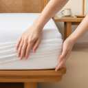 Jersey Knit Microfiber Fitted Sheet Three Quarter 48"x80", Soft Stretchy Bottom Sheet, Deep Pocket Up to 15", Wrinkle Free, Breathable Bed Sheet, Ultra Soft Fitted Bed Sheet, White