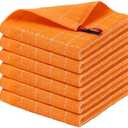 Homaxy 100% Cotton Terry Kitchen Dish Cloths, Ultra Soft and Absorbent Dish Towels for Kitchen, Perfect for Drying and Washing Dishes, 6 Pack, 12 x 12 Inches, Orange