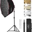 110W Softbox Lighting Kit, 37.4 "/95cm Large Octagonal Parabolic Soft Box with Honeycomb Grid/Remote/Stand, Photography Lighting for Studio Video Recording, Portrait, Live Streaming (1 Pack)