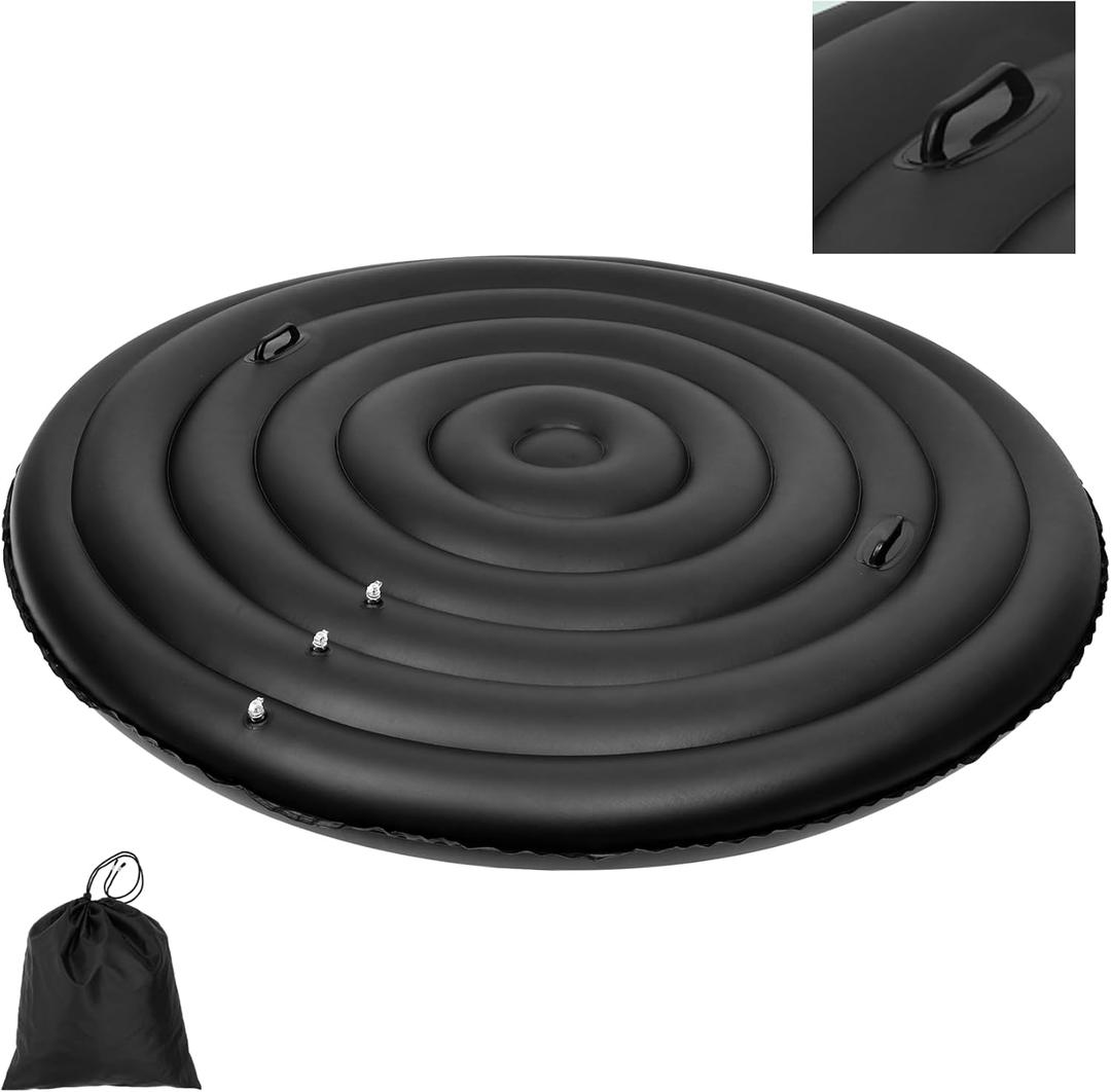 Inflatable Hot Tub Cover Round Replacement All Saluspa Intex Spa Covers Insert One Size Fits All Insulated Thermal Energy Saving Hot Tub Lid Replacement Used for Rain-Proof Snow-Proof with Handle, 8 Feet Diameter