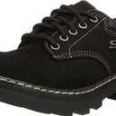 Skechers Women's Parties-Mate Oxford,Black Suede Leather,8.5 M US