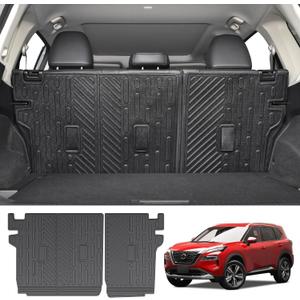 Utiiy Floor Liner Compatible with 2021-2024 Nissan Rogue Cargo Mat TPE Floor Mat for 2021 2022 2023 2024Nissan Rogue Accessories(Cargo Mat+Floor Mat)