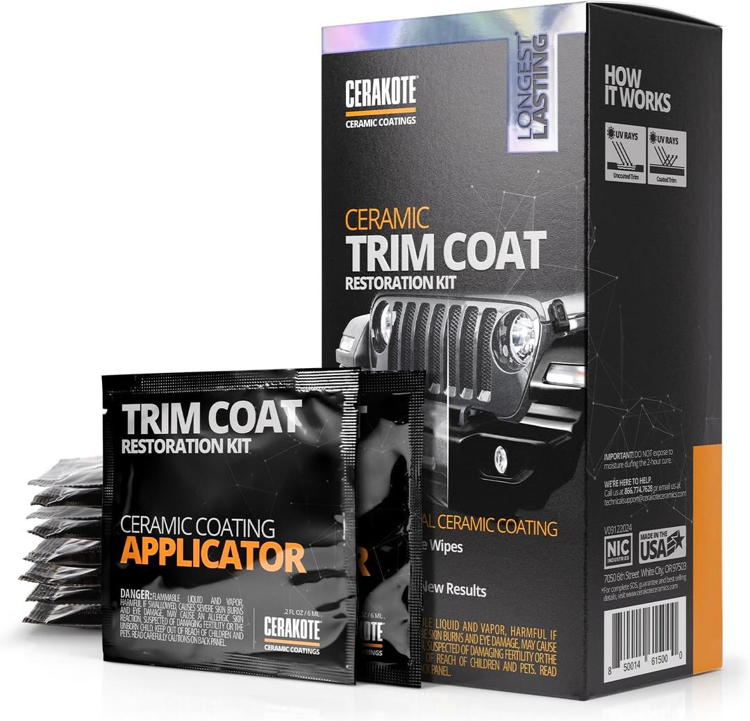 CERAKOTE Ceramic Trim Coat Kit - Quick Plastic Trim Restorer - Ceramic Coating Restoration to Last Over 200 Washes A Ceramic Coating, Not a Dressing