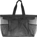 Extra Large Beach Bag Mesh Tote with Zipper and Pockets Ideal for Your Family Cruise/Beach Vacation Essentials (Black)