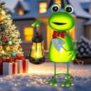 Solar Garden Lights Frog Statue with Solar Lantern Lights,13.78in Tall Frog Decor Fairy Accessories,Birthday Gifts for Women Mom Grandma,Big Metal Decorative Stakes for Home decor,Patio,Porch,Yard Art