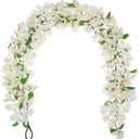 Briful 6ft White Bougainvillea Flower Garland Artificial Silk Floral Vine with Built-in Hook Faux Flower Garland for Backdrop Table Wall Wedding Party Home Decoration