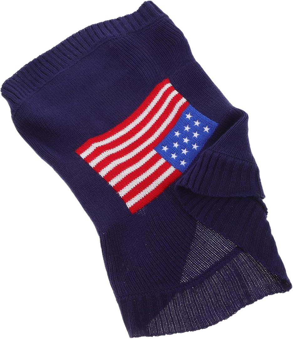 Totority American Flag Dog Sweater Medium Warm Pet Christmas Costume Outdoor Wear for Small to Medium Dogs