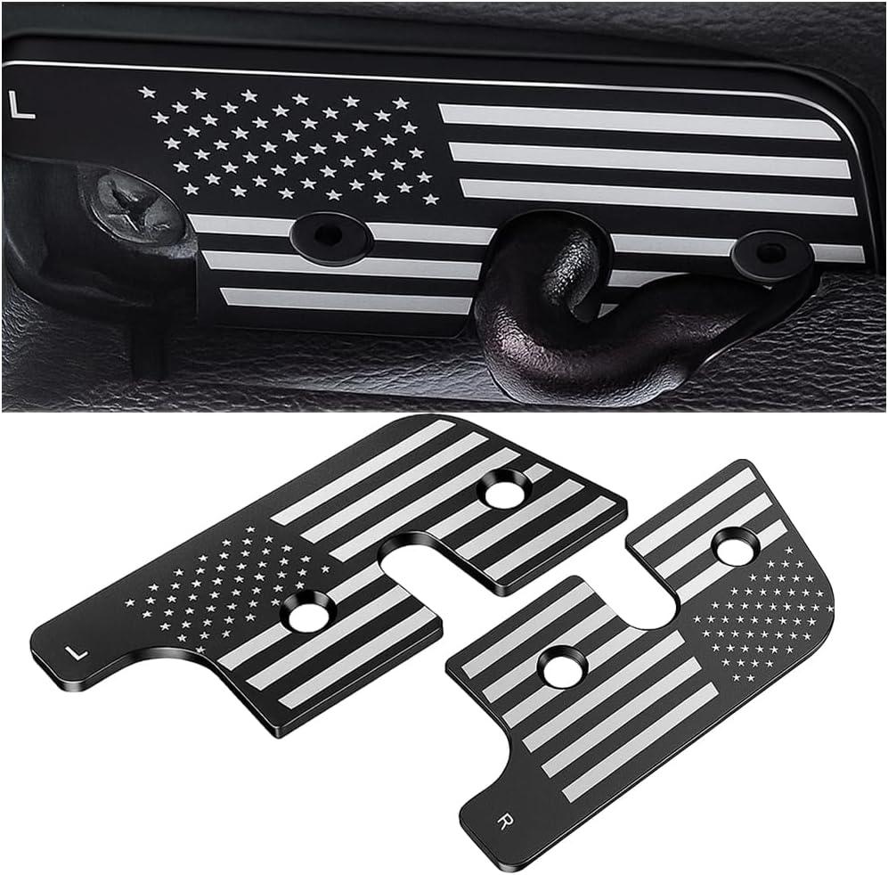 HZEL 2PCS Car Sun Visor Repair Kit, Aluminum Alloy American Flag Vehicle Sun Visor Clip Bracket, Automotive Repair Replacement Kit, Compatible with Wrangler JK, JL, Gladiator