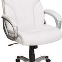 Amazon Basics Executive Home Office Desk Chair with Padded Armrests, Adjustable Height and Tilt, Rolling Swivel Chair, 275 Pound Capacity, White and Pewter