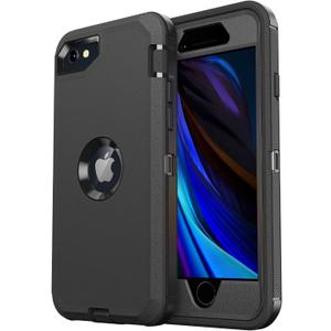 for iPhone SE Case 2022/2020/3rd/2rd,iPhone 8/7 case [Shockproof] [Dropproof] [Military Grade Drop Tested] with Non-Slip Removable Heavy Duty Full Body Phone Case-Black
