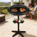 Indoor & Outdoor Electric Grill, Portable BBQ with Non-Stick Baking Pan, 1500W Power & Intelligent Temperature Control, Removable Stand for Balcony Backyard Camping Party, Gray