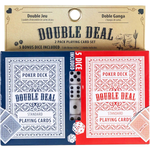 Jacent Double Deal 2 Pack Playing Cards with Bonus 5 Dice - 1 Set