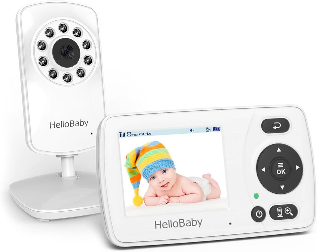 HelloBaby HB30 Video Baby Monitor with Digital Camera and Audio, No WiFi No App Safety Baby Monitor, 8 Languages, Auto Night Vision, 1000ft Transmission Range, 2.4 inch Portable Screen
