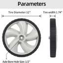 GICOOL 12 Inch Rear Wheels for Arnold 490-324-0002, Replacement 12x1.75" Plastic Wheels for Lawn Mowers, 1/2" Axle Bore, 2-Pack