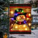 Lighted Christmas Garden Flag for Outside, Led Snowman Garden Flag, Winter Yard Flag 28x40 Double Sided for Outdoor Yard Porch Lawn Decoration (Snowman-Multicolour-Large)