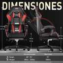 HLDIRECT Gaming Chair with Footrest, Lumbar Support & Headrest, Black&Red, Standard