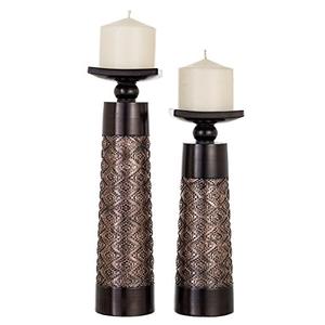 Creative Scents Dublin Brown Pillar Candle Holder Set of 2 - Home Decor Aesthetic, Coffee Table Decor Mantel Centerpieces Table Decorations, Living Room Decor or Dining Tabletop Decor -Gift Packaged-