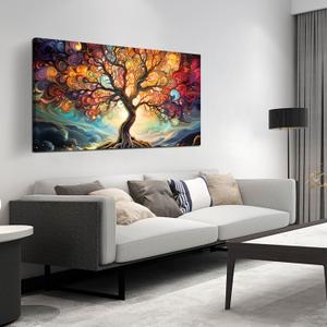 Colorful Tree Canvas Wall Art for Bedroom - Abstract Pictures Wall Art for Living Room - Modern Pictures for Office Wall Decor Size 24" x 48"
