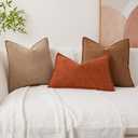 Kevin Textile Waterproof Decorative Pillow Covers Rust 22x22 Inch Pack of 2 Soft Boucle Textured Euro Pillowcases Elegant Accent Pillows for Couch Sofa Chair Bed Home Decor Indoor Outdoor