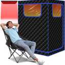 Smartmak Portable Infrared Sauna,1 or 2 Person Oversize Infrared Sauna Box with 660nm Red Light Therapy, Full Body Sauna Tent for Home, Folding Chair (Blue-2 Person)