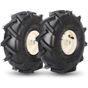 11x4.00-4" Tiller Tire and Wheel, 3/4" Axle Size, 3-1/8" Centered Hub, Compatible with Craftsman & Troy-Bilt Tiller Replacement, 2 Pack-11x4.00-4