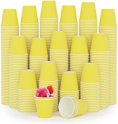 Turbo Bee 600Pack 3oz Small Paper Cups,Disposable Yellow Bathroom Cups for Party, Picnic,Travel and Event