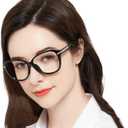 MARE AZZURO Oversized Round Reading Glasses Women Large Readers 1.0 1.25 1.5 1.75 2.0 2.25 2.5 2.75 3.0 3.5 4.0 5.0 6.0 (Black)
