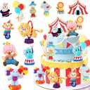 Circus Cake Toppers Animals Cake Decoration Carnival Cupcake Topper Clown for Circus Birthday Party Baby Shower Supplies