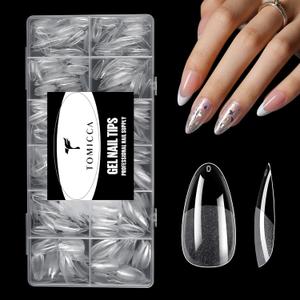 TOMICCA Nail Tips Clear Acrylic Nails 240Pcs Fake nails Medium Almond Nail Tips Pre-shape Gel Nails for Nail Extension False Nail Tips 12 Sizes