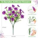 16 Bundles Artificial Flowers for Outdoors Fake Flowers, Purple | UV resistant, silk flowers, realistic faux plants for outdoor planter, window box porch patio garden home outside decor
