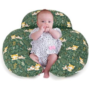 Nursing Pillow for Breastfeeding, Animal Patterns Removable Cotton Cover, Support for Mom and Baby, Plus Size Ergonomic Design Breastfeeding Pillows, Machine Washable, Green