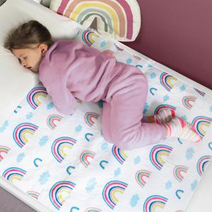Hygge Sheets Potty Training Pee Pads for Kids, Toddlers - 100% Waterproof, Non-Slip Bed Wetting Pad for Twin Beds - Washable, Reusable Mattress & Sheet Protector - Rainbow