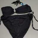 Yonique Women's Ribbed Bandeau Bikini - Sexy Two Piece Strapless Swimsuit String Tie Side Bathing Suit 2026 (Black, M)