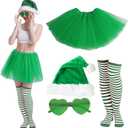 Women Christmas Red and Green Tutu Skirt with Sock Set, Adult Christmas Tutu Custome Accessories for Xmas Party (Large)