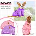 2 Pack Dog Sweaters for Small Dogs Girl Boy Winter Fleece Clothes Warm Soft Dog Sweatshirt Outfit for Dogs Cats Pet Apparel (Pink+Purple, M (Back: 13.7",Chest: 17.7", 10- 14 lbs))