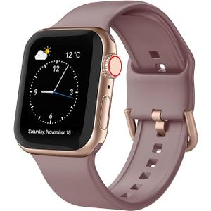 Sport Band Compatible with Apple Watch Bands 44 /45 /46 /49mm, Soft Silicone Replacement Strap with Classic Clasp for iWatch Series 11 10 9 8 7 6 5 4 3 2 1 SE Ultra Women Men