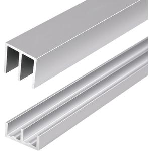 Metal Sliding Door Track Set for 1/4" Thick Panels Glass Cabinet Door Window Sliding Track, Size 48 x 0.79 inches (Silver)