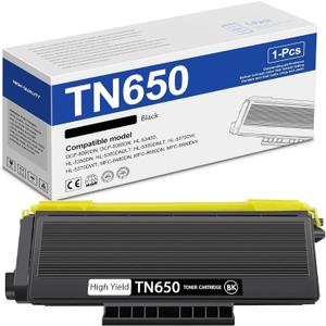 TN650 High Yield Toner Cartridge Black - Replacement for Brother TN-620 TN-650 Toner Work with HL-5370DW HL-5250DN HL-5340D HL-5240 MFC-8480DN MFC-8860DN MFC-8890DW Printer, 1-Pack