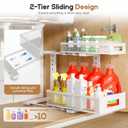 1 Pack-11.4"-16.14"H Under Sink Storage Organizer, Large 2-Tier Elegant Mesh Pull Out Shelf for Kitchen and Bathroom Cabinet Organization, L-Shaped and Adjustable Height Design for Maximum Space-White